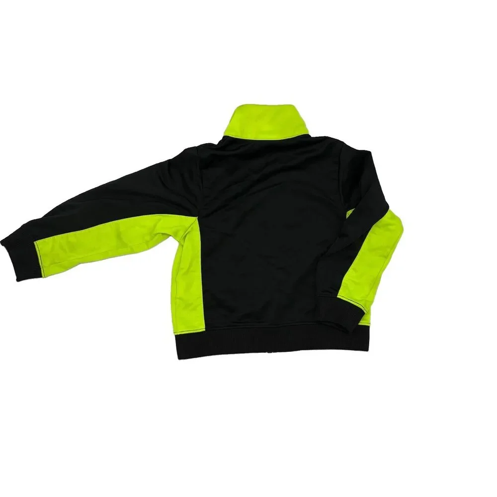 Nike Boys S Black/Green Colorblock Full Zip Track Jacket Mock Neck Pockets